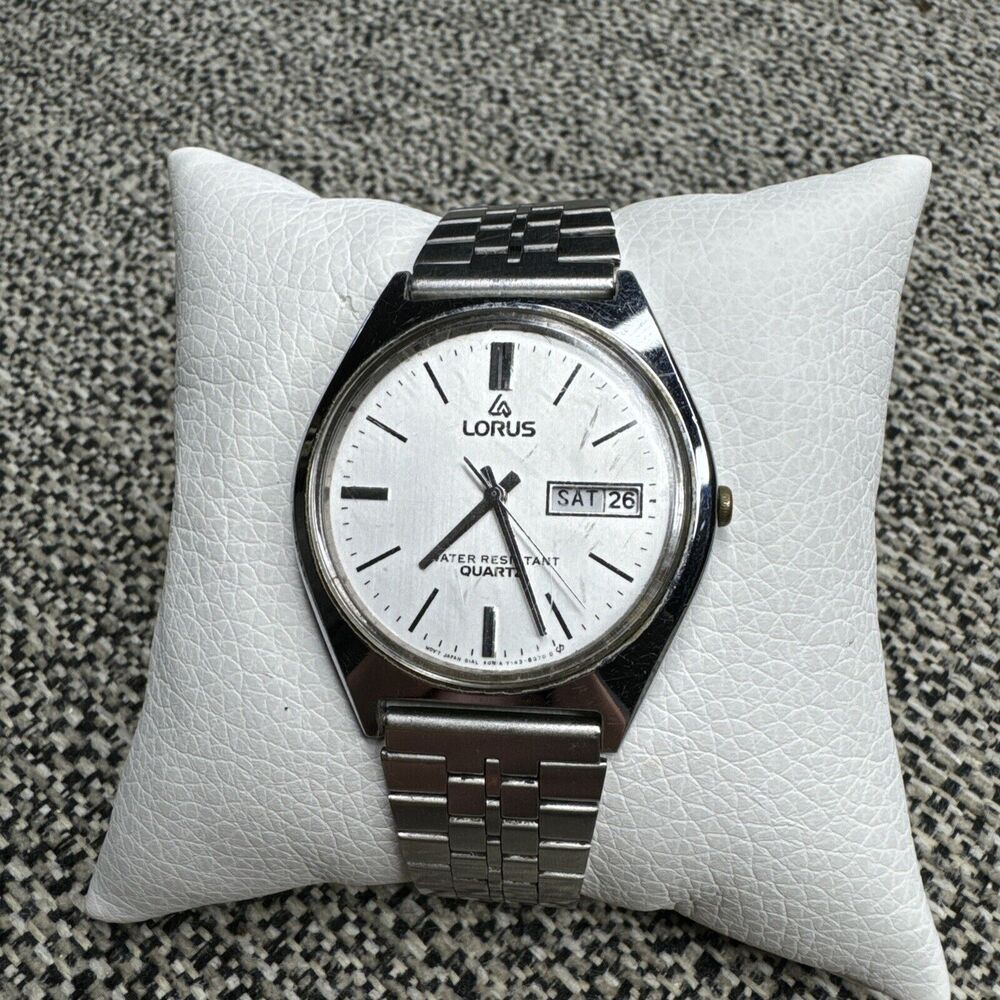 1980s Lorus By Seiko Mens Watch Y143-8050 Quartz S/Steel Day Date New Battery